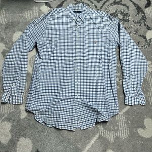 Men’s Ralph Lauren Heavyweight Cotton Blue Gingham Button Down Collared Shirt
